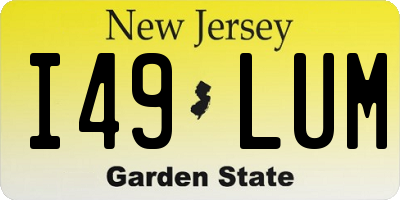 NJ license plate I49LUM