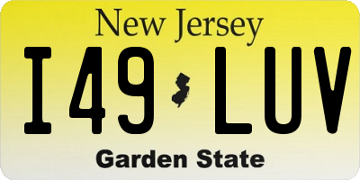 NJ license plate I49LUV