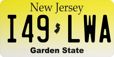 NJ license plate I49LWA