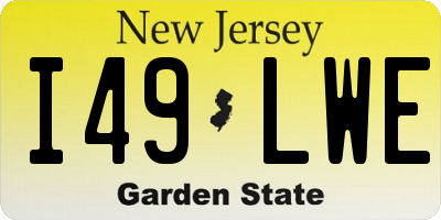 NJ license plate I49LWE