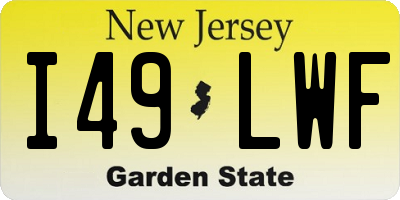 NJ license plate I49LWF
