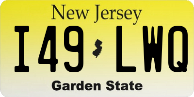 NJ license plate I49LWQ