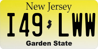 NJ license plate I49LWW