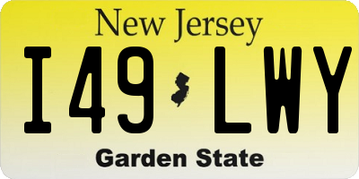 NJ license plate I49LWY