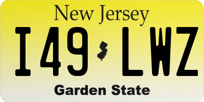 NJ license plate I49LWZ