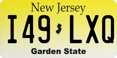 NJ license plate I49LXQ