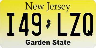 NJ license plate I49LZQ