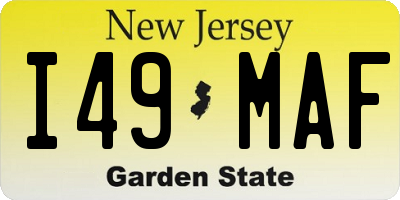 NJ license plate I49MAF
