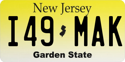 NJ license plate I49MAK