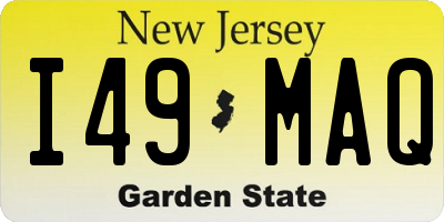 NJ license plate I49MAQ