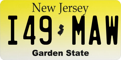 NJ license plate I49MAW
