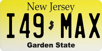 NJ license plate I49MAX
