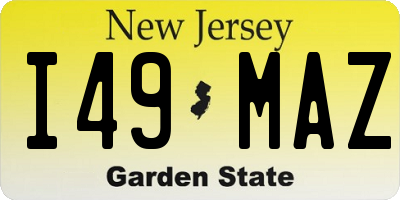 NJ license plate I49MAZ