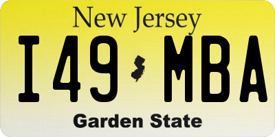 NJ license plate I49MBA
