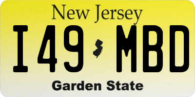 NJ license plate I49MBD