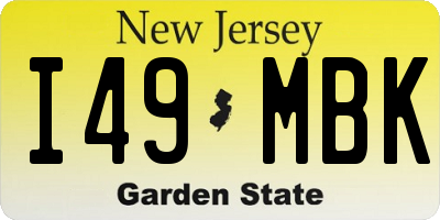 NJ license plate I49MBK