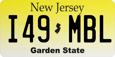 NJ license plate I49MBL