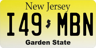 NJ license plate I49MBN