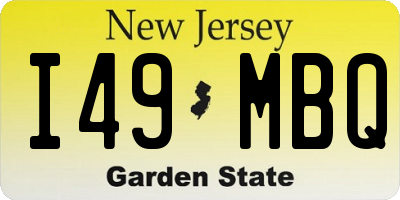 NJ license plate I49MBQ