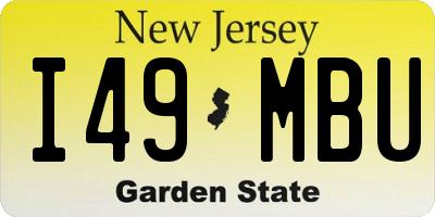 NJ license plate I49MBU