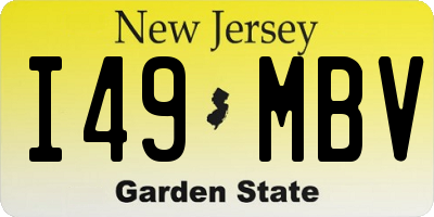 NJ license plate I49MBV
