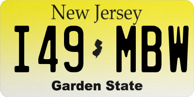 NJ license plate I49MBW