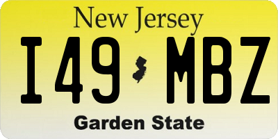 NJ license plate I49MBZ