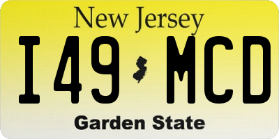 NJ license plate I49MCD
