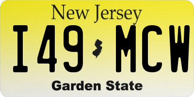 NJ license plate I49MCW