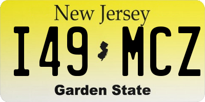NJ license plate I49MCZ