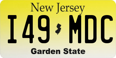 NJ license plate I49MDC