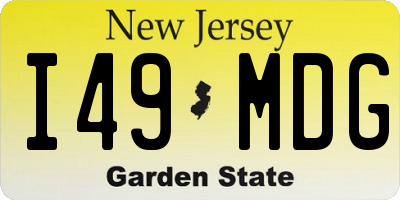 NJ license plate I49MDG