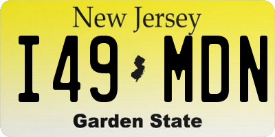 NJ license plate I49MDN