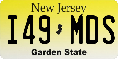 NJ license plate I49MDS