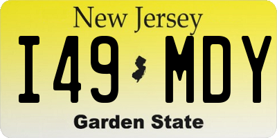 NJ license plate I49MDY