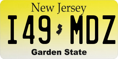 NJ license plate I49MDZ