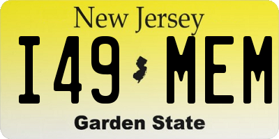 NJ license plate I49MEM