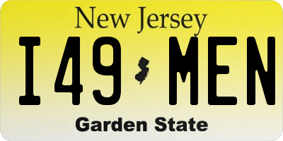 NJ license plate I49MEN