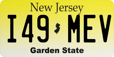 NJ license plate I49MEV