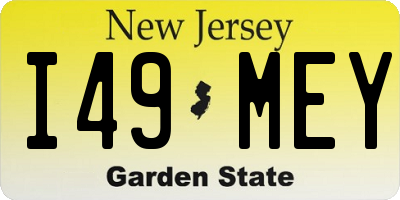 NJ license plate I49MEY