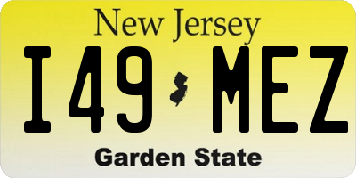 NJ license plate I49MEZ