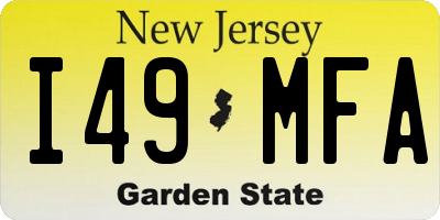 NJ license plate I49MFA