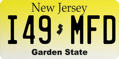NJ license plate I49MFD