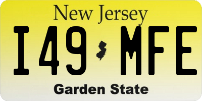 NJ license plate I49MFE