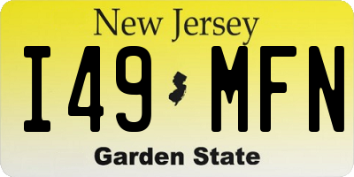 NJ license plate I49MFN
