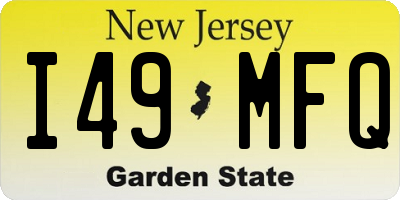NJ license plate I49MFQ