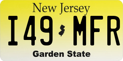 NJ license plate I49MFR