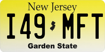 NJ license plate I49MFT
