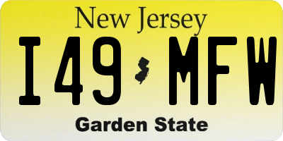 NJ license plate I49MFW