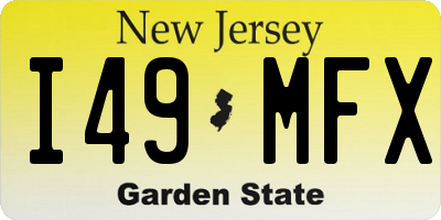 NJ license plate I49MFX